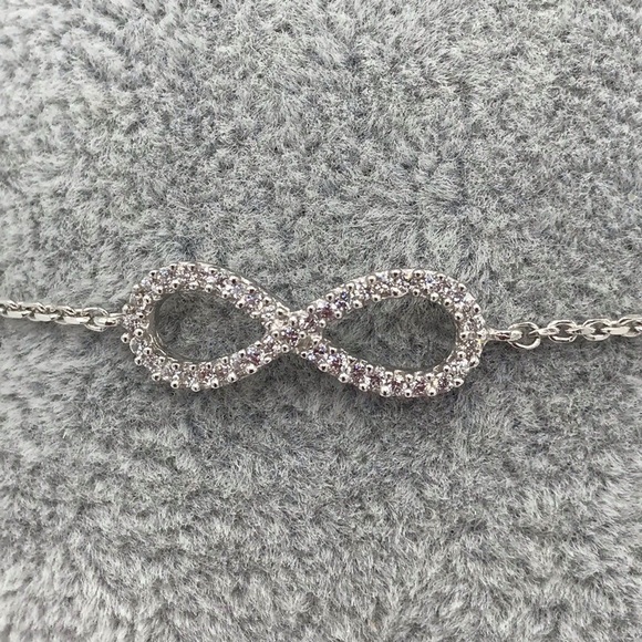 Sterling Silver 925 CZ Infinity Bolo Adjustable Bracelet GOC 925 - Picture 3 of 7